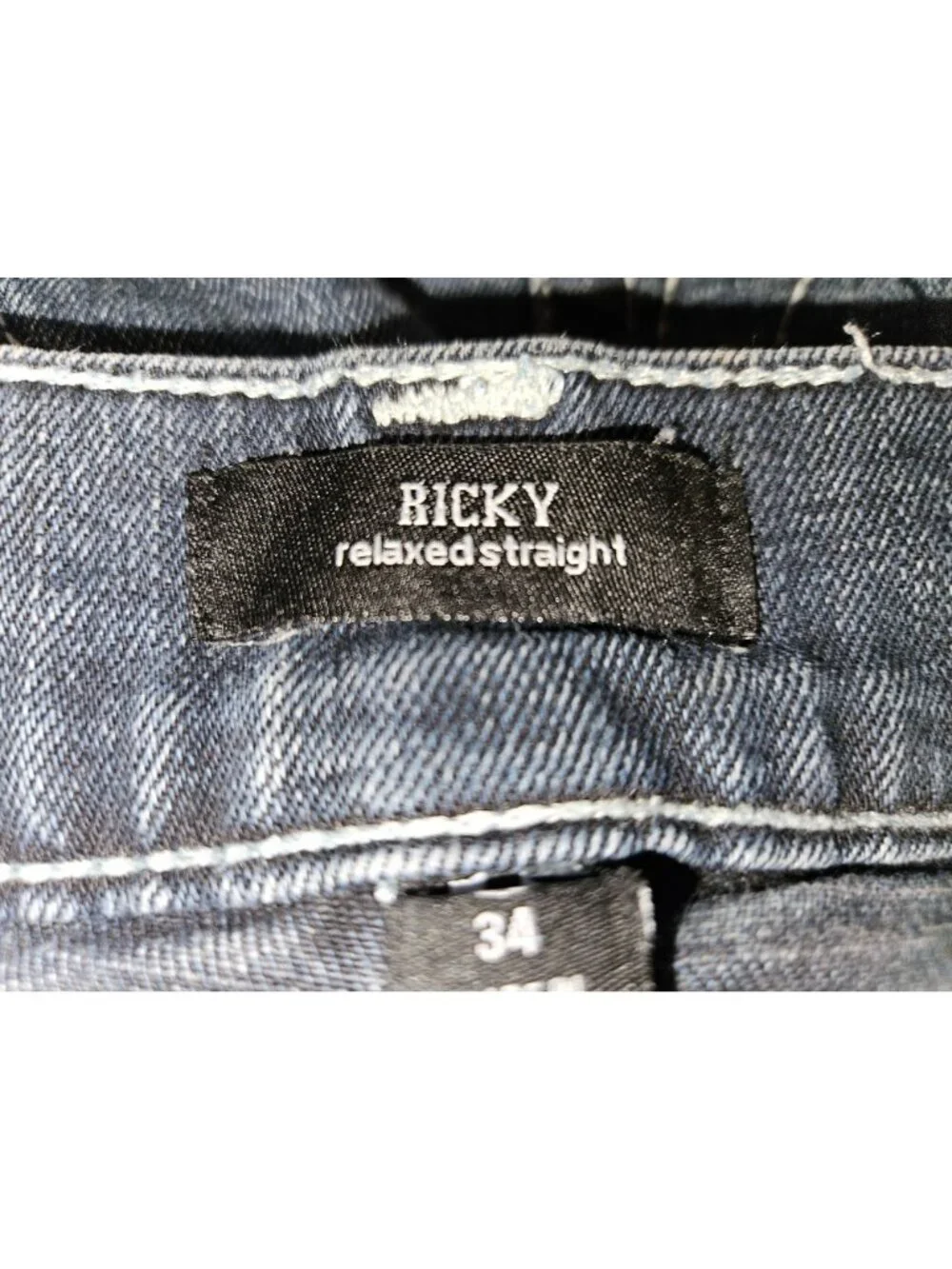 True Religion Ricky Relaxed Straight Leg Stretch Flap Pocket Jeans Men Size 34